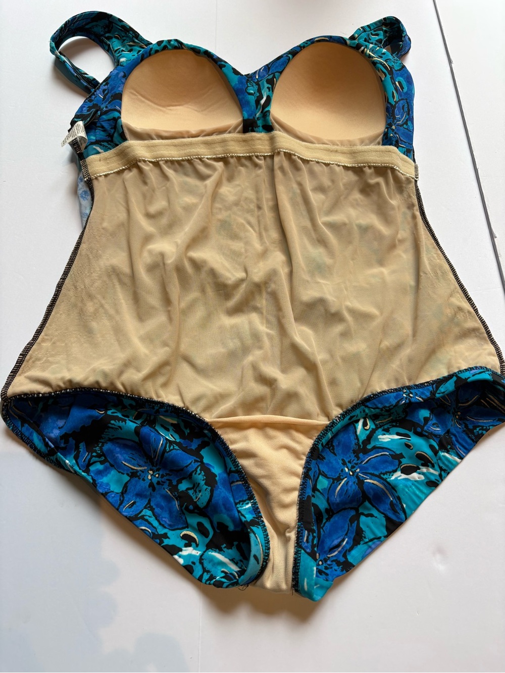 Azul Floral Ruched One-Piece Swimsuit in Teal & Blue Size 18W - Picture 3 of 7